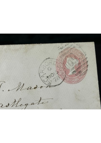 Ingiltere Klasik Dönem 1878 Victoria Dönemi Pink Penny Kendinden Pullu Antiye Zarf Postadan Geçmiş fiyatları