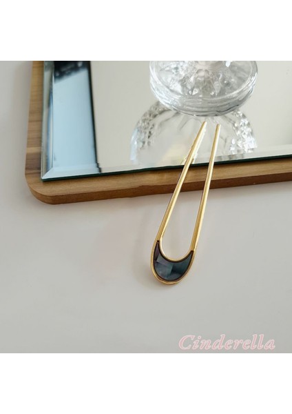 Oval Sedef Detaylı Metal Topuz Tokası - Çubuk Saç Tokası - Saç Çubuğu fırsatları