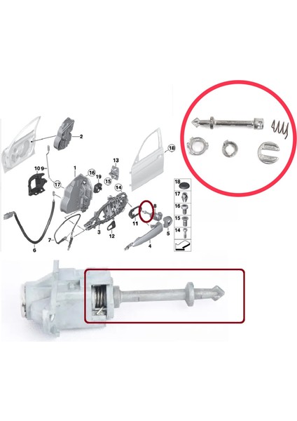 BDP1212 Bmw X3 2017-2020 F30 F31 F80 2012-2019 Için Ön Sol Kapı Kilit Tamir Seti 51217310733 fırsatları