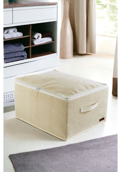 Orta Boy Havlu Kumaş Balık Sırtı Saplı Saplı Sandık Baza Altı,Dolap Içi Destekli Hurç 35 x 42 x 23 cm modelleri