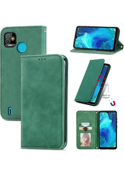 Tecno Pop 5 Basit Iş Kordon Deri Çanta Fermuar Cüzdan Için Kılıf (Yurt Dışından)