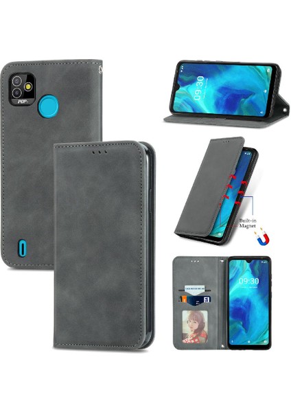 Tecno Pop 5 Basit Iş Kordon Deri Çanta Fermuar Cüzdan Için Kılıf (Yurt Dışından)