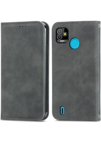Tecno Pop 5 Basit Iş Kordon Deri Çanta Fermuar Cüzdan Için Kılıf (Yurt Dışından)
