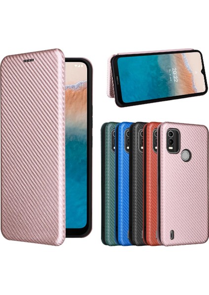 Kart Tutucu Karbon ile Nokia C21 Artı Deri Folio Flip Case Için Kılıf (Yurt Dışından)
