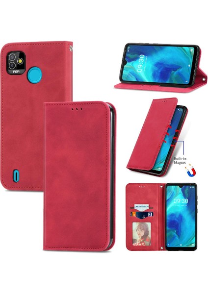 Tecno Pop 5 Basit Iş Kordon Deri Çanta Fermuar Cüzdan Için Kılıf (Yurt Dışından)