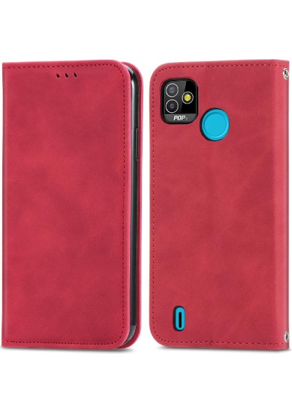 Tecno Pop 5 Basit Iş Kordon Deri Çanta Fermuar Cüzdan Için Kılıf (Yurt Dışından)