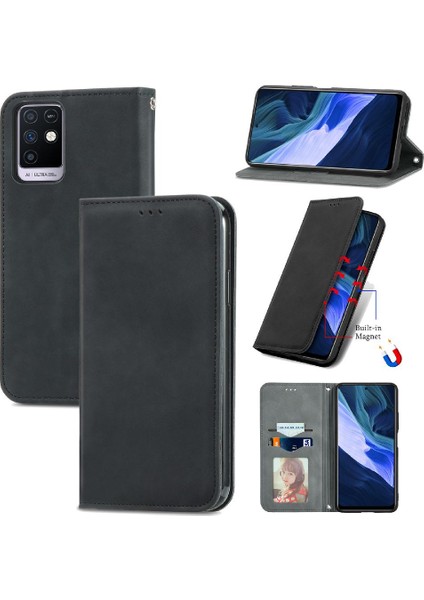 Infinix Not 10 Fermuar Cüzdan Basit Iş Kordon Deri Için Kılıf (Yurt Dışından)