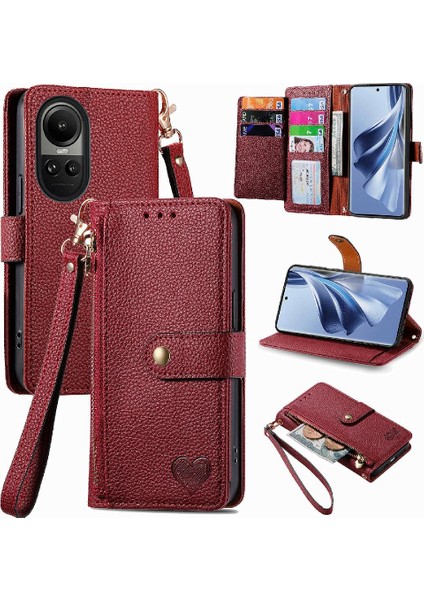 Oppo Oppo 10 Kordon Deri Çanta Aşk Fermuar Cüzdan Için Kılıf (Yurt Dışından)