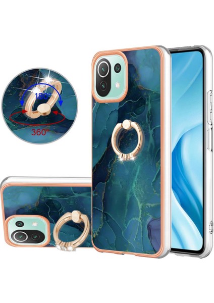 Xiaomi 11 Lite 5g Için Kılıf 360 &deg; Dönebilir Halka Mermer Darbeye Tpu (Yurt Dışından)