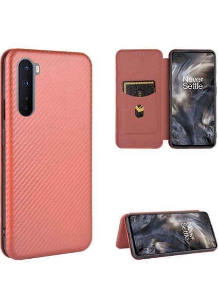 Kart Tutucu Kickstand Kart Ekleme Deri ile Oneplus Nord Için Kılıf (Yurt Dışından)