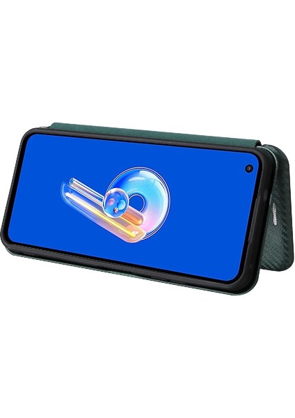 Asus Zenfone 9 Için Kılıf Deri Folio Flip Case Manyetik Karbon Fiber (Yurt Dışından) modelleri