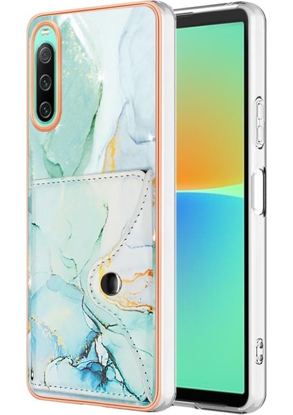 Sony Xperia 10 Iv Yumuşak Tpu Tampon Mermer Ince Cüzdan Kart Yuvaları Için Kılıf (Yurt Dışından)