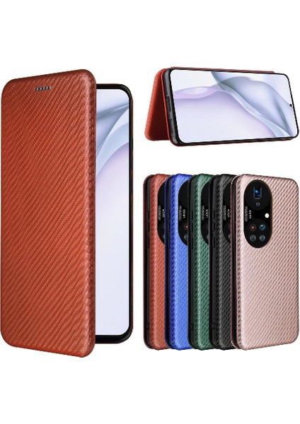 Kart Tutucu Kickstand Manyetik Karbon Fiber ile Huawei P50 Pro Için Kılıf (Yurt Dışından)