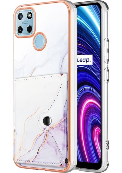 Realme C21Y Mermer Kart Yuvaları Için Kılıf Ince Cüzdan Yumuşak Tpu Tampon (Yurt Dışından)