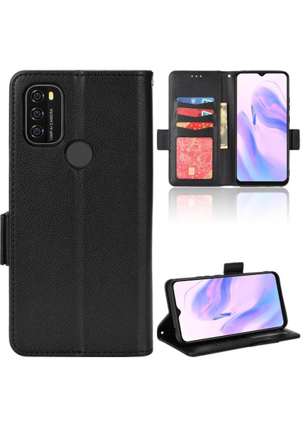 Blackview A70 Manyetik Pu Deri Kart Yuvaları Tutucu Yan Toka Için Kılıf (Yurt Dışından)