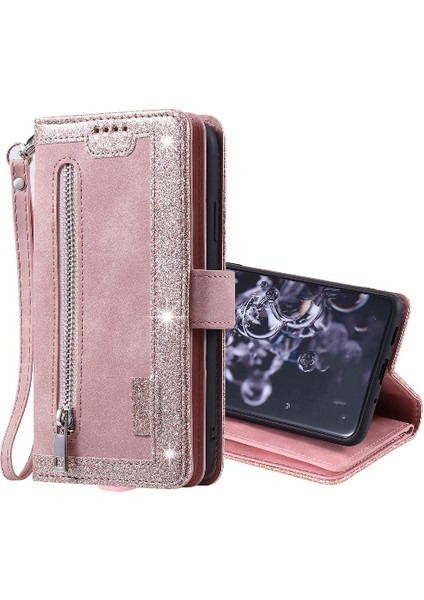 Samsung Galaxy S21 Ultra Kordon Cüzdan Pu Deri 9 Kart Için Flip Case (Yurt Dışından)