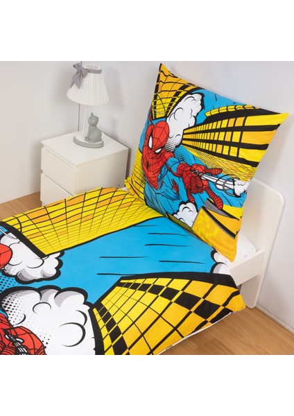 Lisanslı Spiderman Pamuk Tek Kişilik Çift Taraflı Nevresim Seti