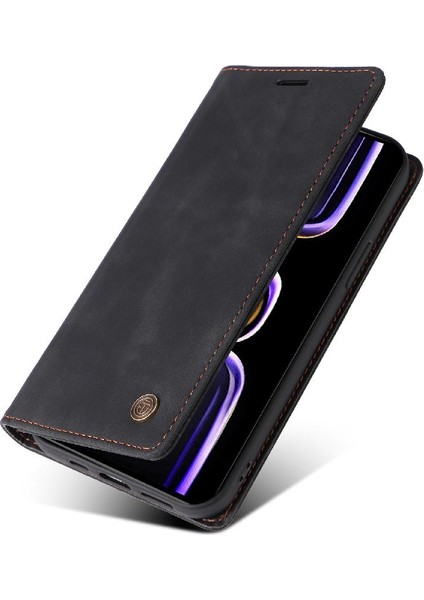 Xiaomi Poco F5 Pro Için Flip Case Cüzdan Kapak Çevirin Basit Iş Deri (Yurt Dışından)