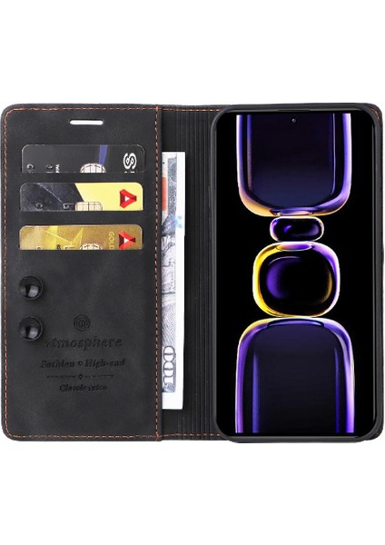 Xiaomi Poco F5 Pro Için Flip Case Cüzdan Kapak Çevirin Basit Iş Deri (Yurt Dışından)