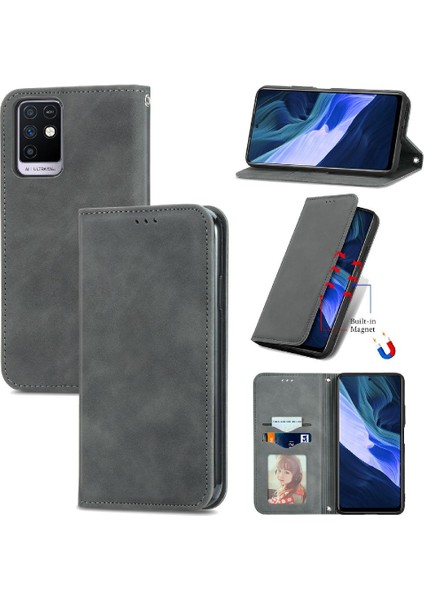 Infinix Not 10 Fermuar Cüzdan Basit Iş Kordon Deri Için Kılıf (Yurt Dışından)