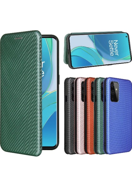 Oneplus 9 Için Kılıf Manyetik Karbon Fiber Kart Ekleme Tam Koruma (Yurt Dışından)