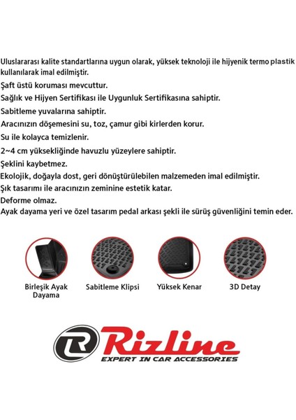 Opel Combo 2001-2011 | Combi 3D Araca Özel Havuzlu Paspas Bmy