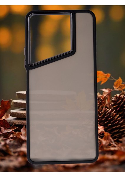 Tecno Pova 5 Kılıf Metal Çerçeve Hassas Butonlu Renkli Buzlu Şeffaf Transparan Kapak