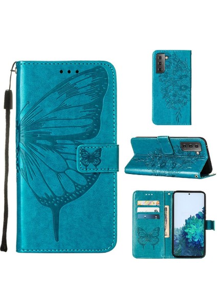 Samsung Galaxy S22 5g Kabartma Kelebek Premium Deri Flip Case (Yurt Dışından)