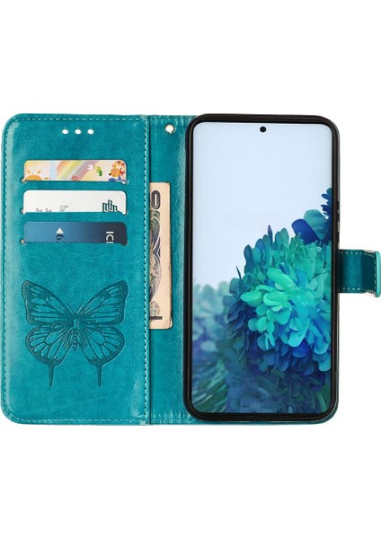 Samsung Galaxy S22 5g Kabartma Kelebek Premium Deri Flip Case (Yurt Dışından)