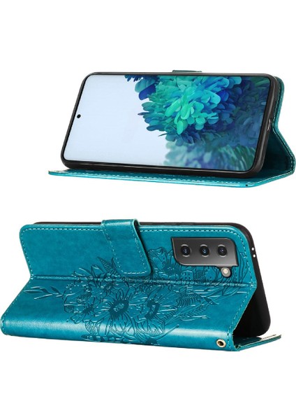 Samsung Galaxy S22 5g Kabartma Kelebek Premium Deri Flip Case (Yurt Dışından)