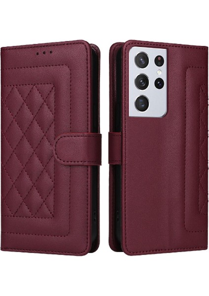 Samsung Galaxy S21 Ultra Darbeye Deri Kılıf Için Flip Case Basit (Yurt Dışından)