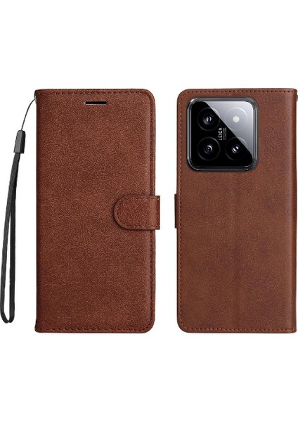 Mellow Shop Xiaomi 14 Için Flip Case Klasik Düz Renk Yüksek Kaliteli Deri Iş (Yurt Dışından)