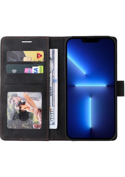 Iphone 13 Için Flip Case Pro Max Basit Iş Kapak Çevirin Cüzdan Deri (Yurt Dışından)