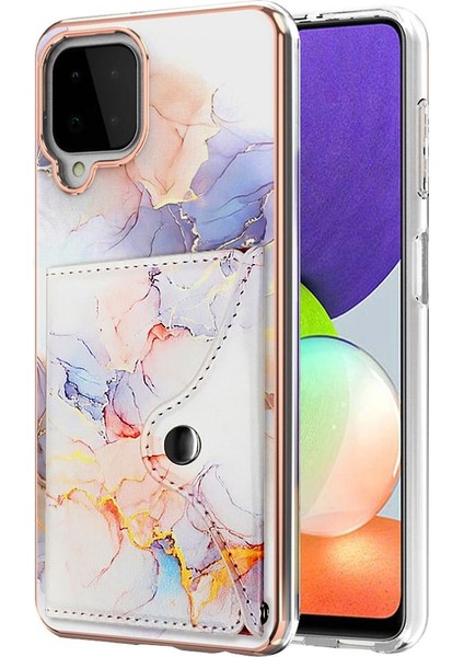 Samsung Galaxy M32 Ince Cüzdan Mermer Kart Yuvaları Yumuşak Tpu Tampon (Yurt Dışından)