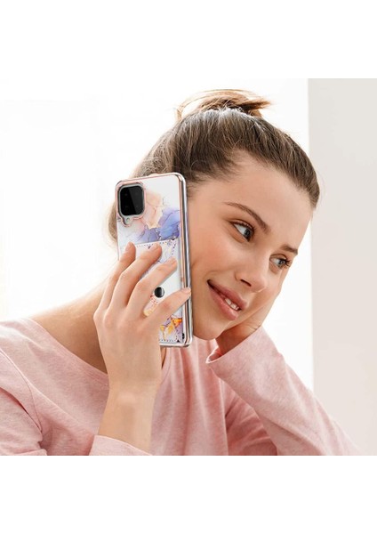 Samsung Galaxy M32 Ince Cüzdan Mermer Kart Yuvaları Yumuşak Tpu Tampon (Yurt Dışından)