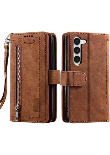 Samsung Galaxy S23 Kordon 9 Kart Yuvaları Pu Deri Cüzdan Için Flip Case (Yurt Dışından)