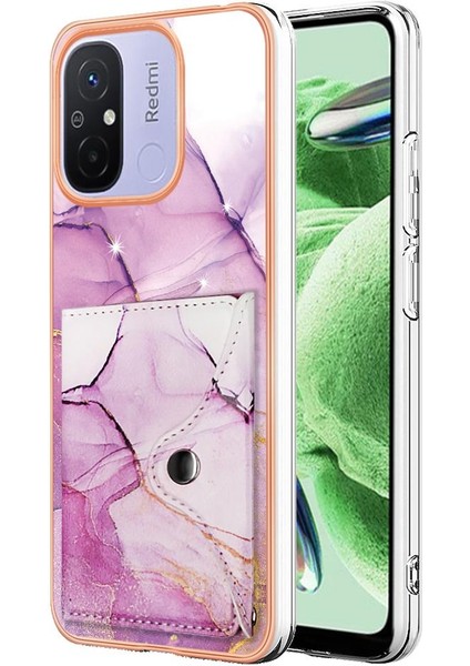 Xiaomi Redmi Için 12C Ince Cüzdan Yumuşak Tpu Tampon Kart Yuvaları Mermer (Yurt Dışından)