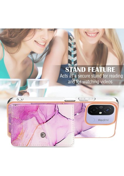 Xiaomi Redmi Için 12C Ince Cüzdan Yumuşak Tpu Tampon Kart Yuvaları Mermer (Yurt Dışından)