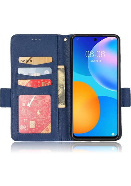 Huawei P Akıllı 2021 Pu Deri Yan Toka Cüzdan Manyetik Kart (Yurt Dışından)