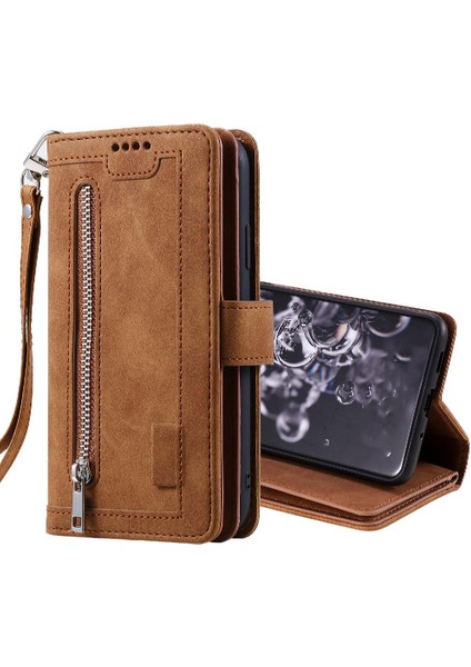 Samsung Galaxy S21 Ultra Kordon Cüzdan Pu Deri 9 Kart Için Flip Case (Yurt Dışından)