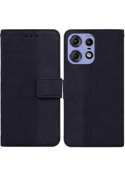 Motorola Moto Kenar 50 Pro Premium Pu Deri Geometrik Kapak Için Flip Case (Yurt Dışından)
