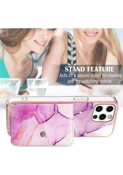 Iphone 12 Için Kılıf Pro Max Ince Cüzdan Yumuşak Tpu Tampon Mermer Kart Yuvaları (Yurt Dışından)