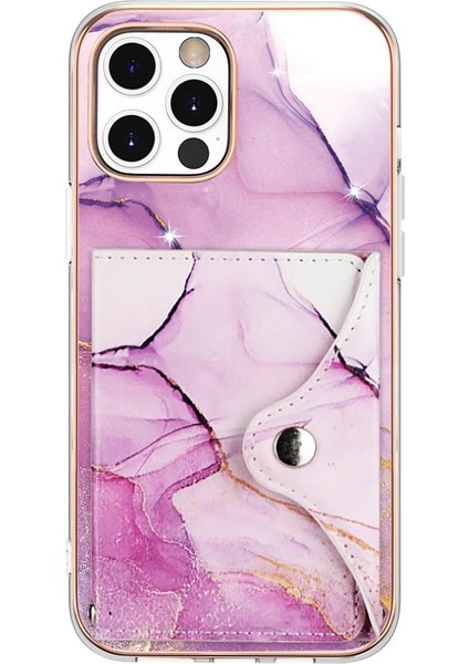 Iphone 12 Için Kılıf Pro Max Ince Cüzdan Yumuşak Tpu Tampon Mermer Kart Yuvaları (Yurt Dışından)