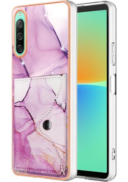 Sony Xperia 10 Iv Yumuşak Tpu Tampon Mermer Ince Cüzdan Kart Yuvaları Için Kılıf (Yurt Dışından)