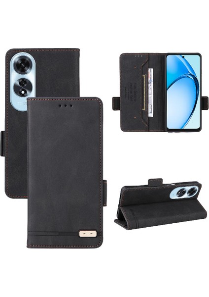 Oppo A60 4g Manyetik Karbon Fiber Deri Için Kılıf Folio Flip Case Tam (Yurt Dışından)
