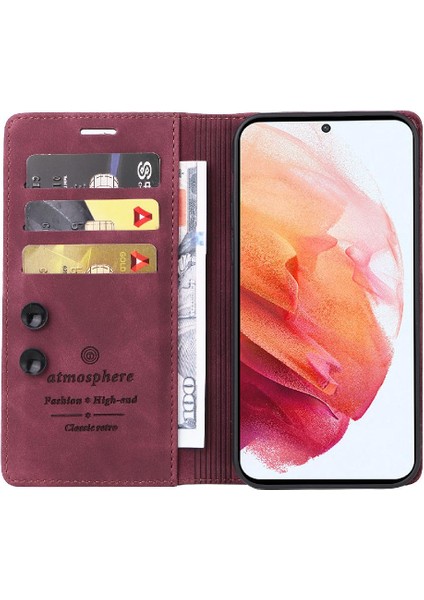 Samsung Galaxy S21 Cüzdan Için Flip Case Basit Iş Kapak Kılıfı (Yurt Dışından)