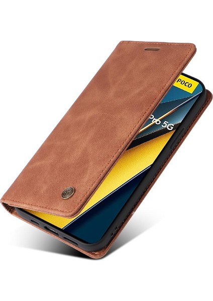 Xiaomi Poco X6 Pro Flip Kapak Için Flip Case Darbeye Deri Kılıf (Yurt Dışından)
