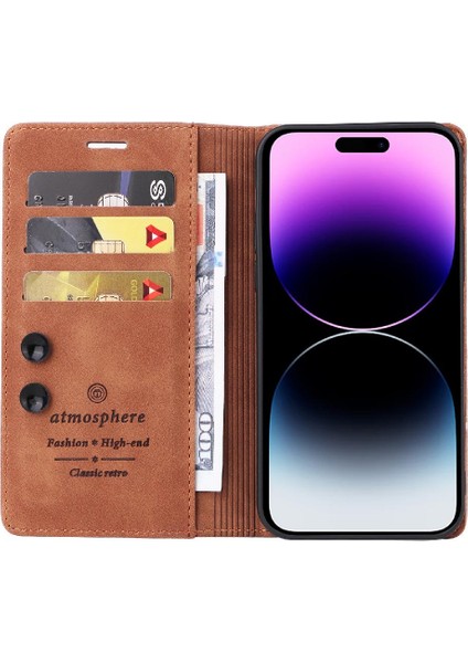 Iphone 15 Için Kılıf Pro Max Kapak Çevirin Basit Iş Deri Kılıf Cüzdan (Yurt Dışından)