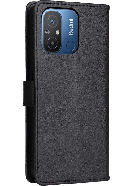 Kart Yuvası Iş ile Xiaomi Redmi 12C Klasik Düz Renk Için Flip Case (Yurt Dışından)