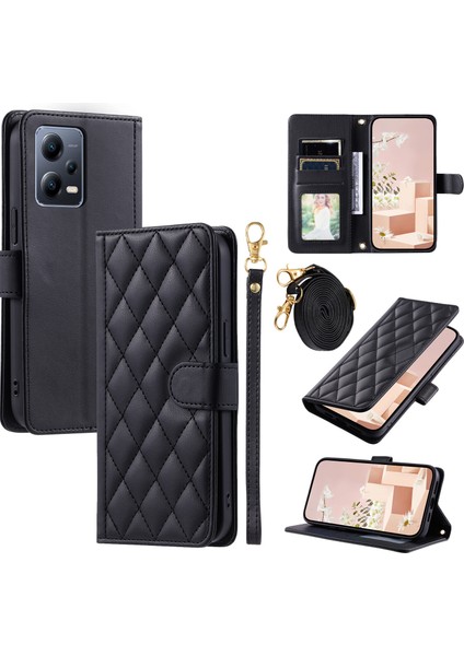 Xiaomi Redmi Note 12 5g Kılıf Için Cüzdan Kapaklı Çapraz Askılı Boyun Askısı Tasarımı (Yurt Dışından)